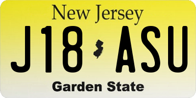 NJ license plate J18ASU