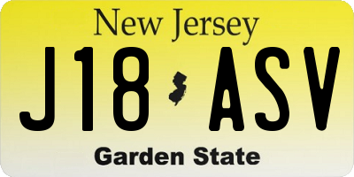 NJ license plate J18ASV