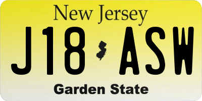 NJ license plate J18ASW