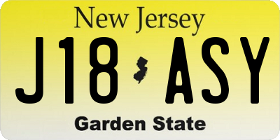 NJ license plate J18ASY