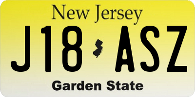 NJ license plate J18ASZ