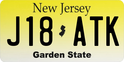 NJ license plate J18ATK