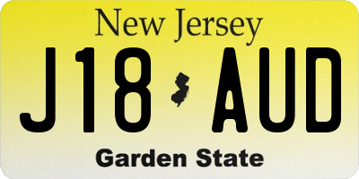 NJ license plate J18AUD