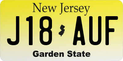 NJ license plate J18AUF
