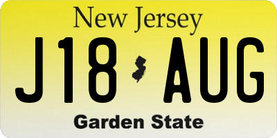 NJ license plate J18AUG