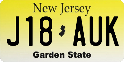 NJ license plate J18AUK