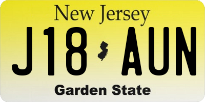 NJ license plate J18AUN