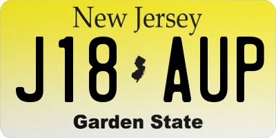 NJ license plate J18AUP