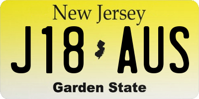 NJ license plate J18AUS