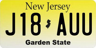 NJ license plate J18AUU