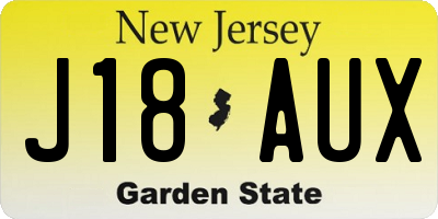 NJ license plate J18AUX