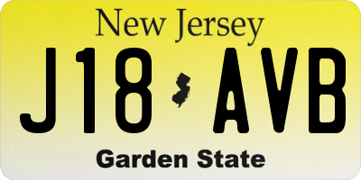 NJ license plate J18AVB