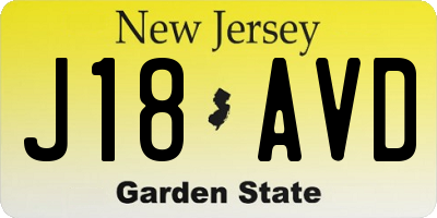 NJ license plate J18AVD