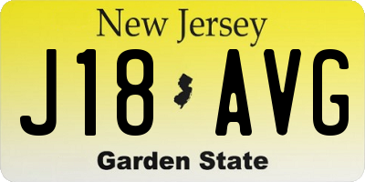 NJ license plate J18AVG