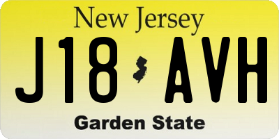 NJ license plate J18AVH