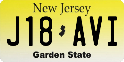 NJ license plate J18AVI