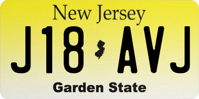 NJ license plate J18AVJ