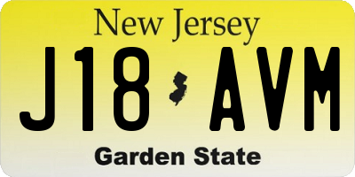 NJ license plate J18AVM