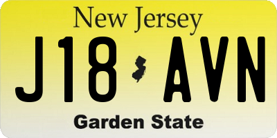 NJ license plate J18AVN