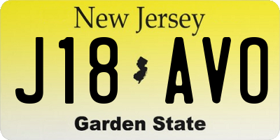 NJ license plate J18AVO
