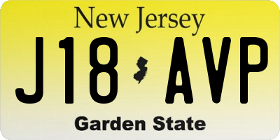 NJ license plate J18AVP