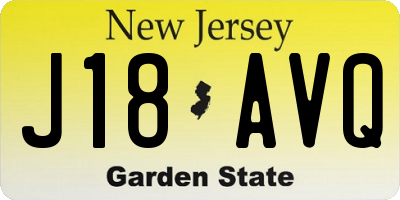 NJ license plate J18AVQ