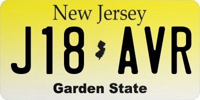 NJ license plate J18AVR