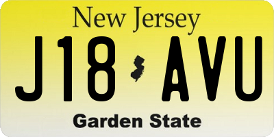 NJ license plate J18AVU
