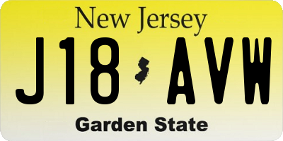 NJ license plate J18AVW