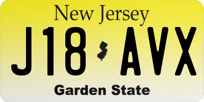 NJ license plate J18AVX
