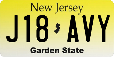 NJ license plate J18AVY