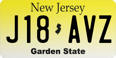 NJ license plate J18AVZ