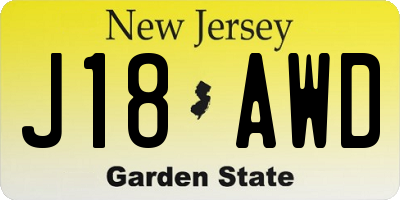 NJ license plate J18AWD