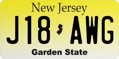 NJ license plate J18AWG