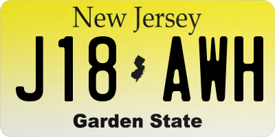 NJ license plate J18AWH