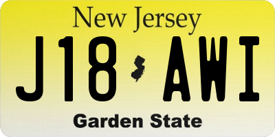 NJ license plate J18AWI