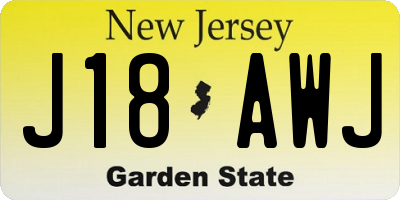 NJ license plate J18AWJ