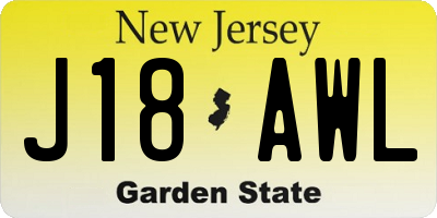 NJ license plate J18AWL