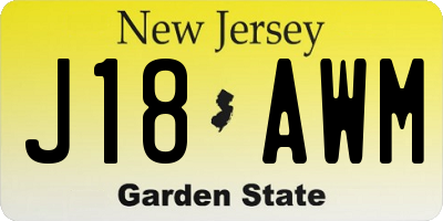 NJ license plate J18AWM