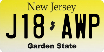 NJ license plate J18AWP