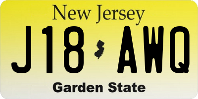 NJ license plate J18AWQ
