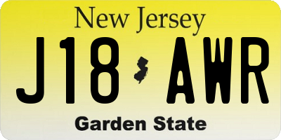 NJ license plate J18AWR