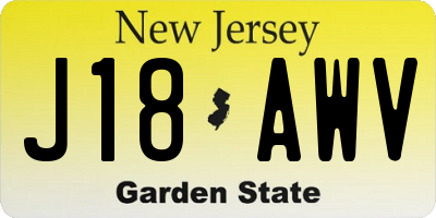 NJ license plate J18AWV