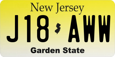 NJ license plate J18AWW
