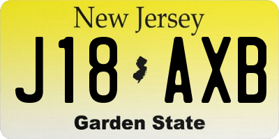 NJ license plate J18AXB