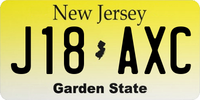 NJ license plate J18AXC
