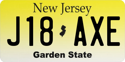 NJ license plate J18AXE