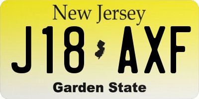 NJ license plate J18AXF