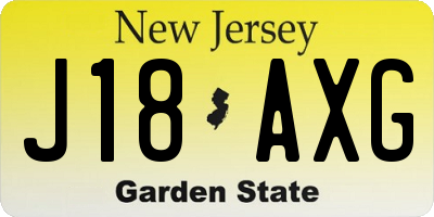 NJ license plate J18AXG