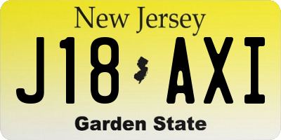 NJ license plate J18AXI